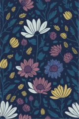 Fototapeten Chrysanthemums Kaleidoscope, A Colorful Floral Pattern Illustration © valenia