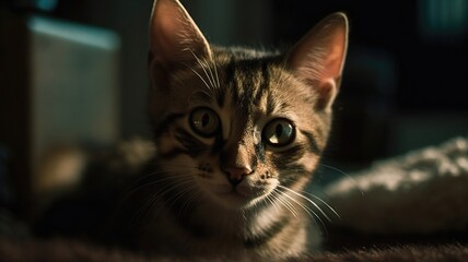 Adorable Kitten's Playful Encounter with a Toy Mouse, A Scene of Cuddly Charm