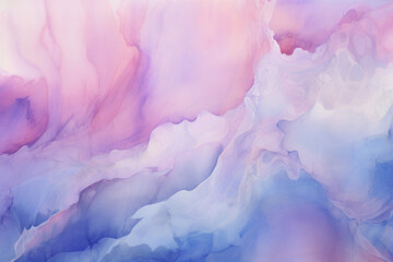 Naklejka premium Aesthetic Watercolor Dreams Texture. Soft Pastel Colors, Abstract Painterly Design, Artistic Background, Blue, Purple, Pink Waves. Generative AI.