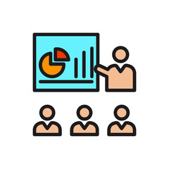 Training icon,briefing icon. editable isolated white background.