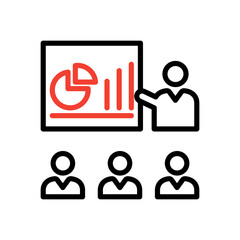Training icon,briefing icon. editable isolated white background.