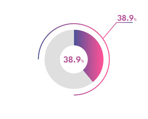 38.9 Percentage circle diagrams Infographics vector, circle diagram business illustration, Designing the 38.9% Segment in the Pie Chart.