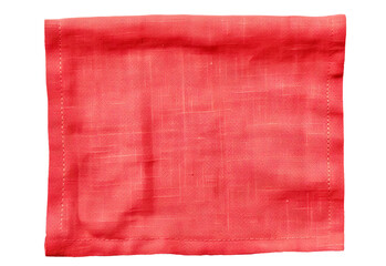 Red fabric napkin on transparent background, PNG

