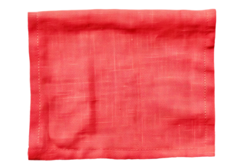 Red fabric napkin on transparent background, PNG
