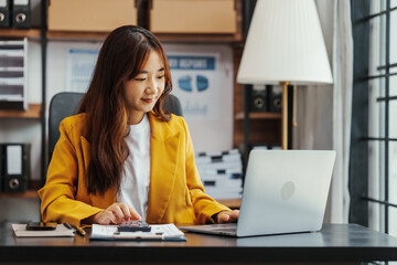 Calculating, Cute Asian korean business woman as MBA Fresh Graduate No Experience jobs and career opportunities, remote online job to see detailed job requirements, compensation, employer history