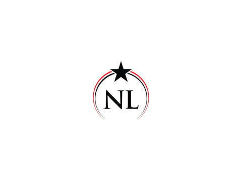 Modern Luxury NL Logo Icon, Premium Nl Royal Star Logo Letter