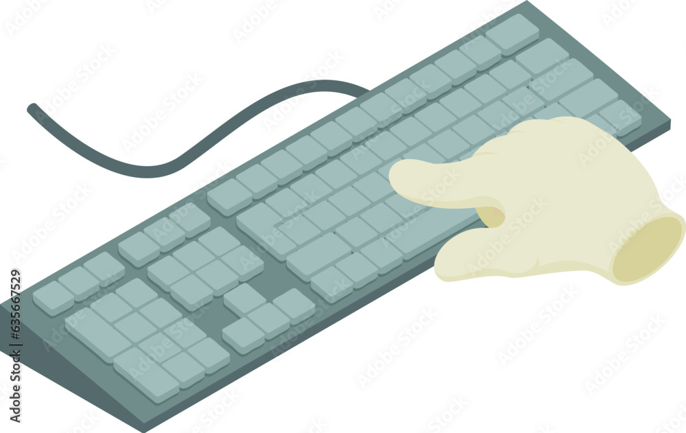 Aufkleber computer keyboard icon isometric vector. wired portable computer keyboard icon. device, modern techn