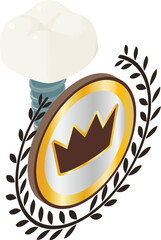 Tooth implantation icon isometric vector. Dental implant model and quality sign. Dentistry, stomatology, healthcare concept