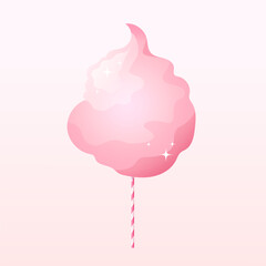 Illustration of cotton candy on a colorful stick