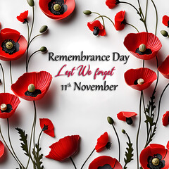 Remembrance Day  Lest we forget   poppy flower illustration 