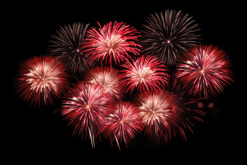 Red fireworks on black background Generative AI