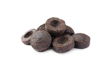 Cake shaped traditional Chinese pu-erh tea isolated on white