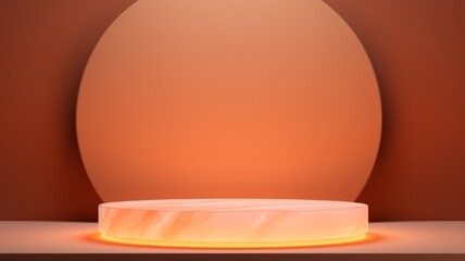 Fire Opal Crystal Abstract Minimalistic Product Podium. The Scene for Product Presentation. 3D Room with Geometric Platform Stage Pedestal. Ai Generated Podium Mockup for a Product advertisement.