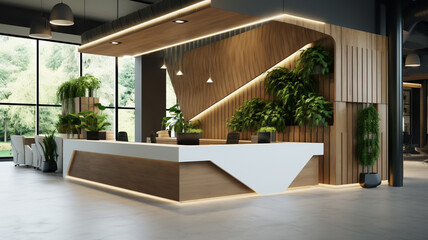 Modern reception desk in business office
