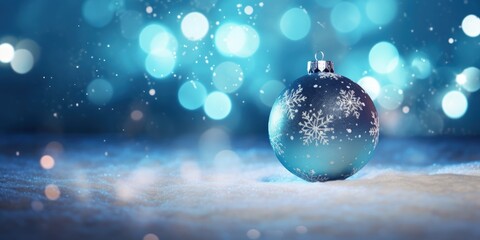 Fototapeta na wymiar Christmas ball with snowflakes, concept of holidays and festivities, bokeh background. Generative AI