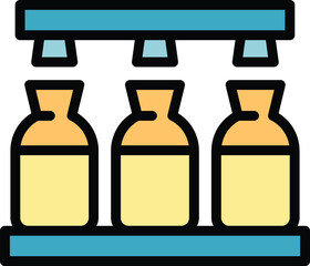 Milk bottle line icon outline vector. Vegetable drink. Vegan food color flat