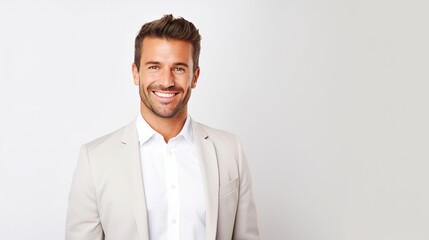 portrait of a businessman standing with his arms crossed on white background
