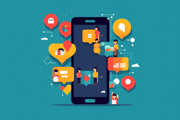 smartphone and social chat, vector graphic