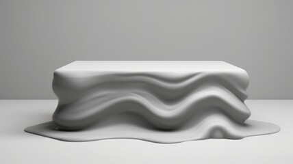 Grey Slime Abstract Minimalistic Product Podium. The Scene for Product Presentation. 3D Room with Geometric Platform Stage Pedestal. Ai Generated Podium Mockup for a Product advertisement.