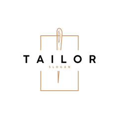 Tailor Logo, Needle and Thread Vector, Retro Vintage Simple Minimalist Old Inspiration Design