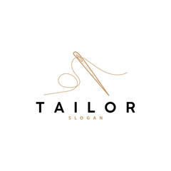 Tailor Logo, Needle and Thread Vector, Retro Vintage Simple Minimalist Old Inspiration Design