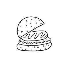 fast food  or a hamburger whose top cover is dropping