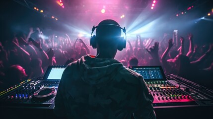 professional DJ mixing tracks at a club, generative ai