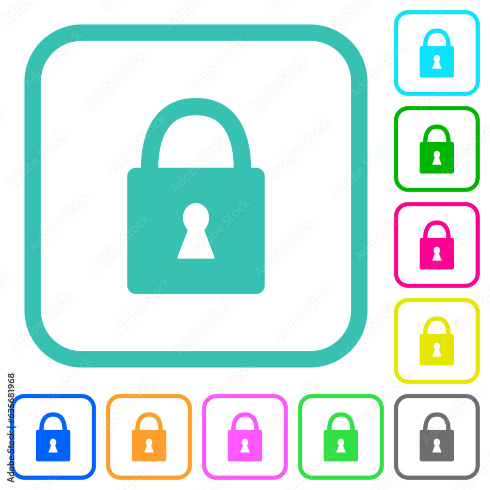 Poster Locked padlock with keyhole solid vivid colored flat icons