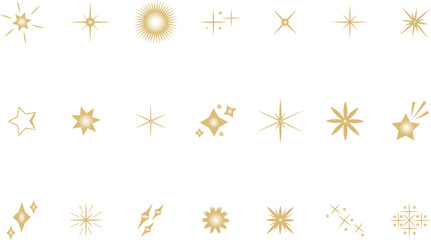 Stars icons, sparkling stars with sparkles and glowing explosion.
