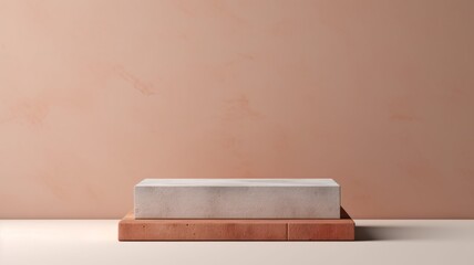 Old Brick Abstract Minimalistic Product Podium. The Scene for Product Presentation. 3D Room with Geometric Platform Stage Pedestal. Ai Generated Podium Mockup for a Product advertisement.