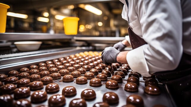 chocolatier making chocolates in a kitchen generative ai