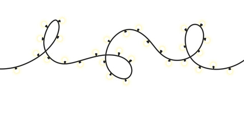 Christmas lights string glowing