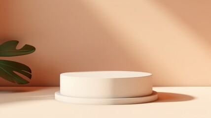 Abstract Minimalistic Product Display Podium. The Scene for Product Presentation. 3D Room with Geometric Platform Stage Pedestal. Ai Generated Podium Mockup for a Product advertisement.