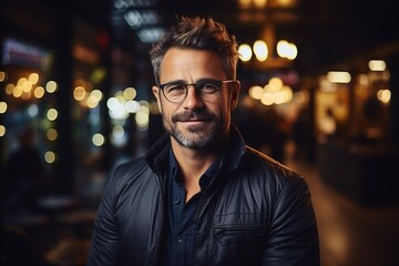 Fototapeta premium Portrait of Motivational Speaker Wearing Glasses