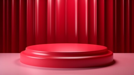 Red Slime Abstract Minimalistic Product Podium. The Scene for Product Presentation. 3D Room with Geometric Platform Stage Pedestal. Ai Generated Podium Mockup for a Product advertisement.