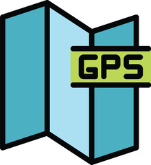 Gps map icon outline vector. Location route. Direction pointer color flat