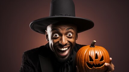 Halloween pumpkin and witch