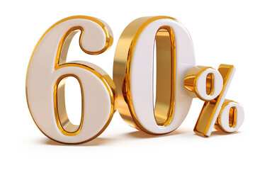 60 percent off gold 3d number render