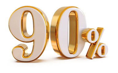 90 percent off gold 3d number render