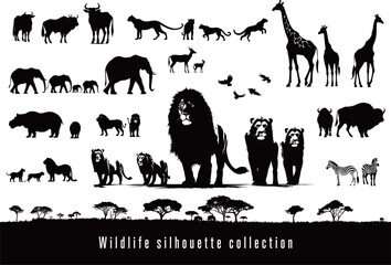 野生動物たちのシルエット集 - obrazy, fototapety, plakaty