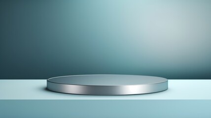Stainless Steel Abstract Minimalistic Product Podium. The Scene for Product Presentation. 3D Room with Geometric Platform Stage Pedestal. Ai Generated Podium Mockup for a Product advertisement.