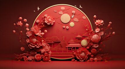 Mid-autumn festival, Red 3D