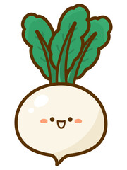 秋の味覚のイラスト素材、かわいい顔のあるカブ