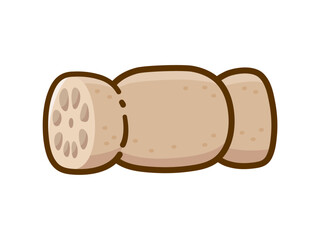 秋の味覚のイラスト素材、画線のある蓮根のイラスト