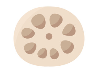 秋の味覚のイラスト素材、画線無しの蓮根の輪切り