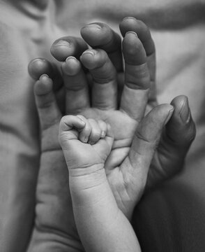 Manitas de Beb&eacute; entre las Palmas de Mam&aacute; y Pap&aacute; - V&iacute;nculo Familiar y Amor en Primer Plano