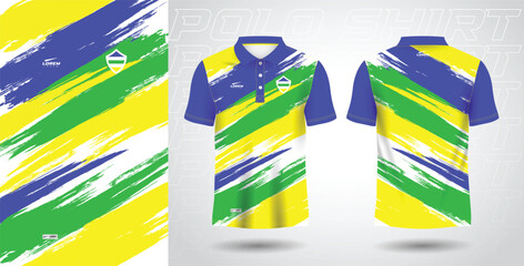 blue green yellow polo sport shirt sublimation jersey template