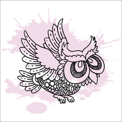 Owl vector hand draw illustration .Olw bird for symbol. Ethnic retro illustration of owl . Owl doodle vector 