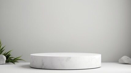 White Quartz Crystal Abstract Minimalistic Product Podium. The Scene for Product Presentation. 3D Room with Geometric Platform Stage Pedestal. Ai Generated Podium Mockup for a Product advertisement.