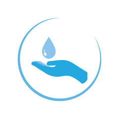 Vector of hands and water. Save water. On white background. - 635690584
